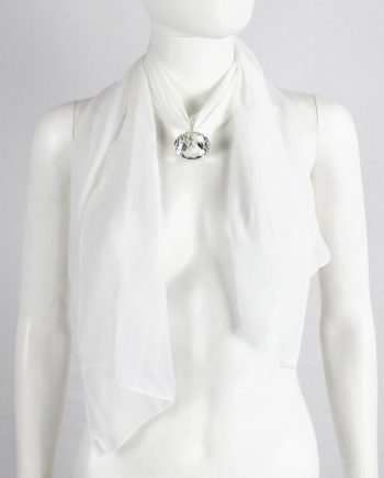 Maison Martin Margiela white scarf necklace with oversized diamond — fall 2008