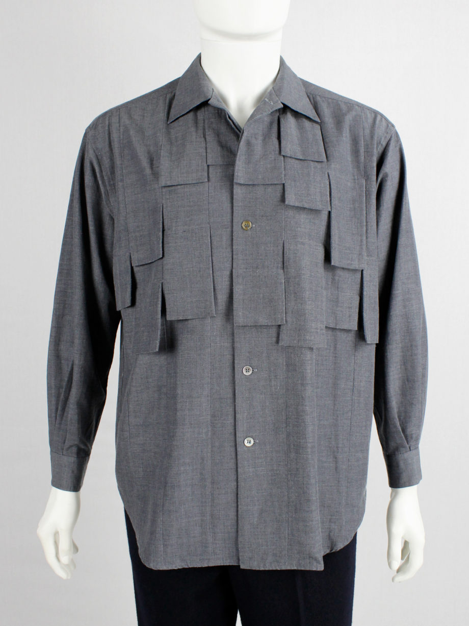 Pour Deux grey shirt with rectangle flaps across the chest (10)