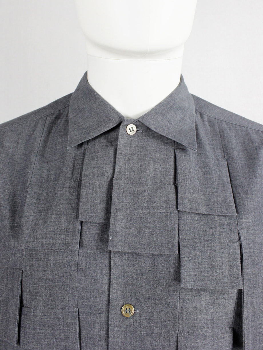 Pour Deux grey shirt with rectangle flaps across the chest (5)
