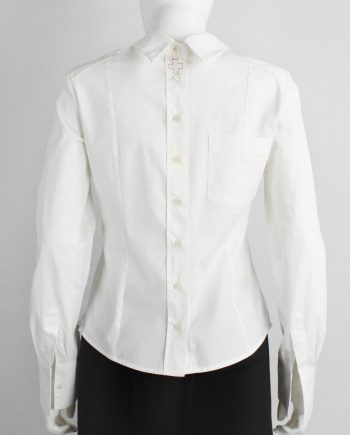 A.F. Vandevorst white backwards shirt with buttons at pocket at the back — fall 2002