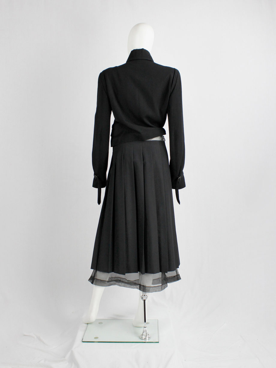 archive Comme des Garcons black pleated skirt attached to a mesh maxi skirt fall 1997 (4)