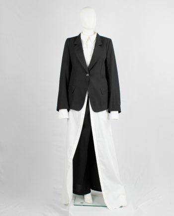 Ann Demeulemeester black single button blazer with lettering on the lining — spring 2006