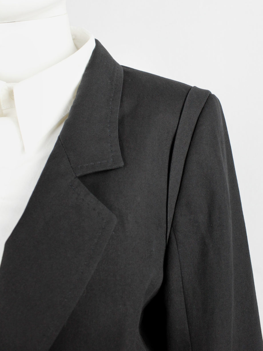 vintage Ann Demeulemeester black single button blazer with lettering on the lining spring 2006 (8)
