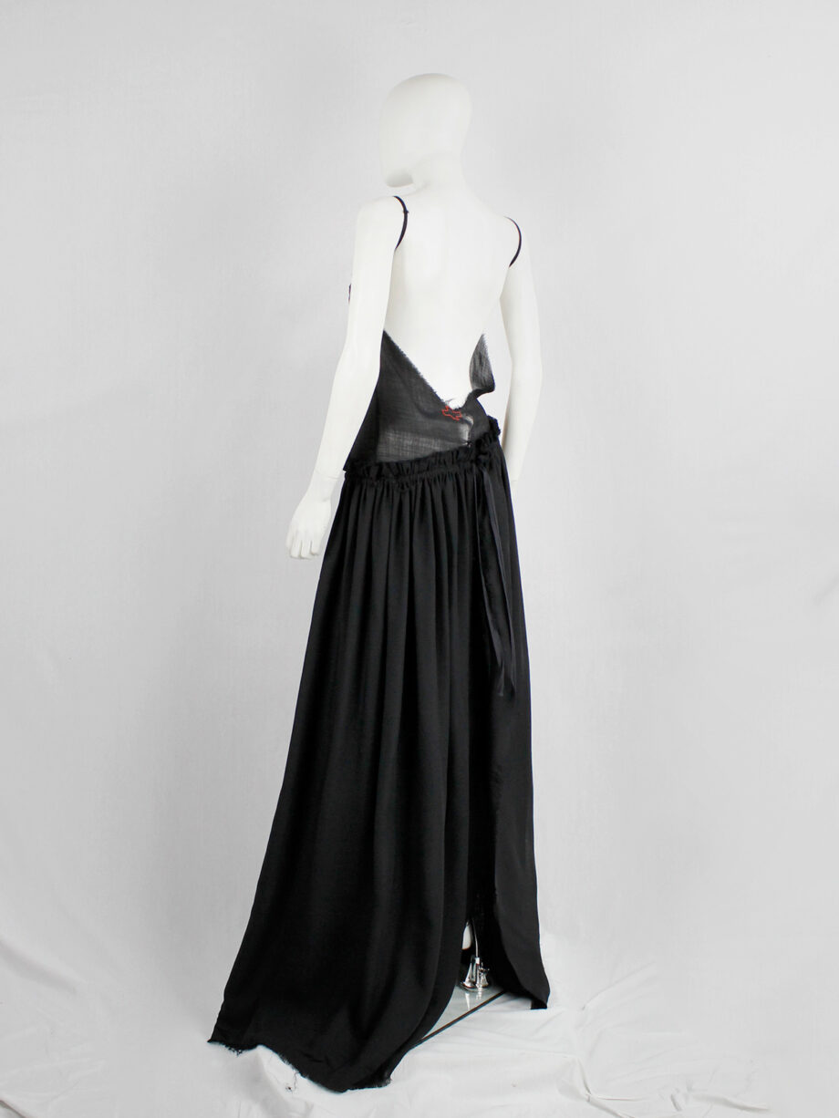 A.F. Vandevorst black backless maxi dress with gathered slanted skirt fall 1999 (14)