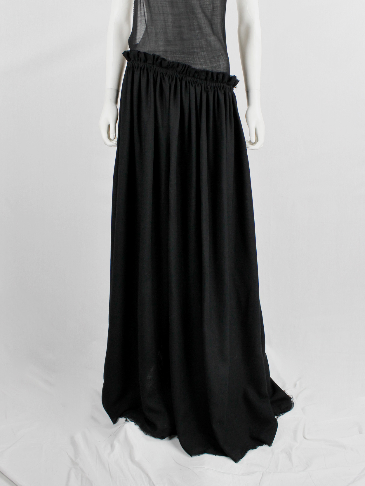 A.F. Vandevorst black backless maxi dress with gathered slanted skirt ...