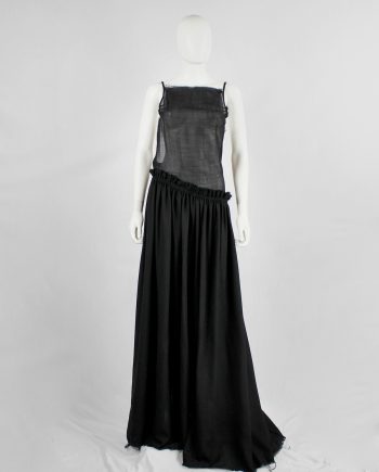 A.F. Vandevorst black backless maxi dress with gathered slanted skirt — fall 1999