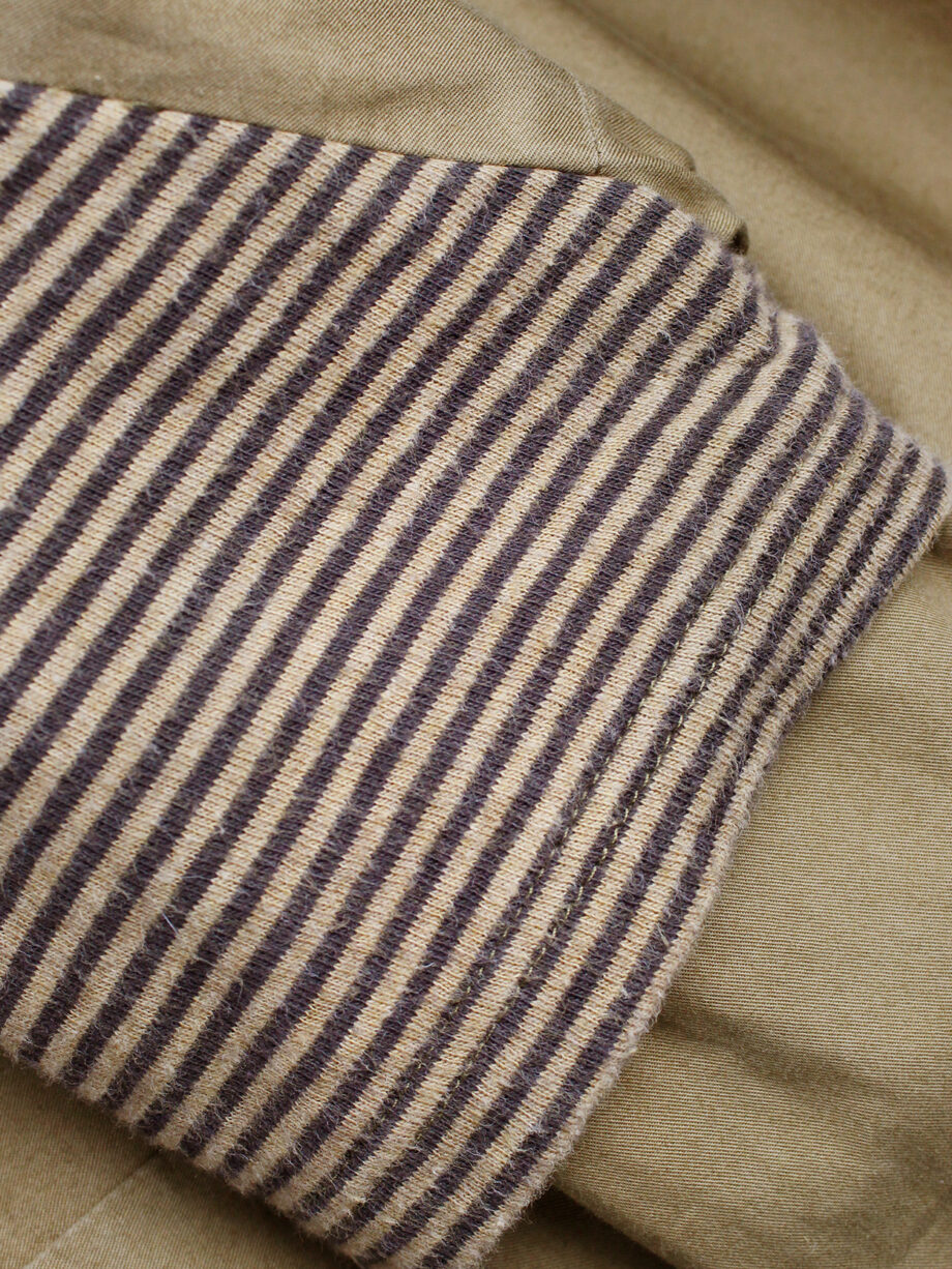 A.F. Vandevorst ochre shirt with short knitted striped sleeve fall 2002 (7)