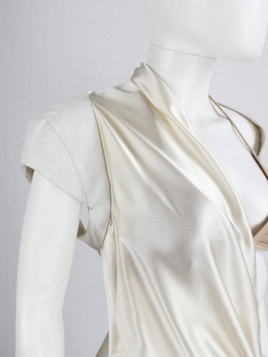 A.F. Vandevorst pearl draped one-bust dress with white burlap shoulder panel spring 2011 (9)