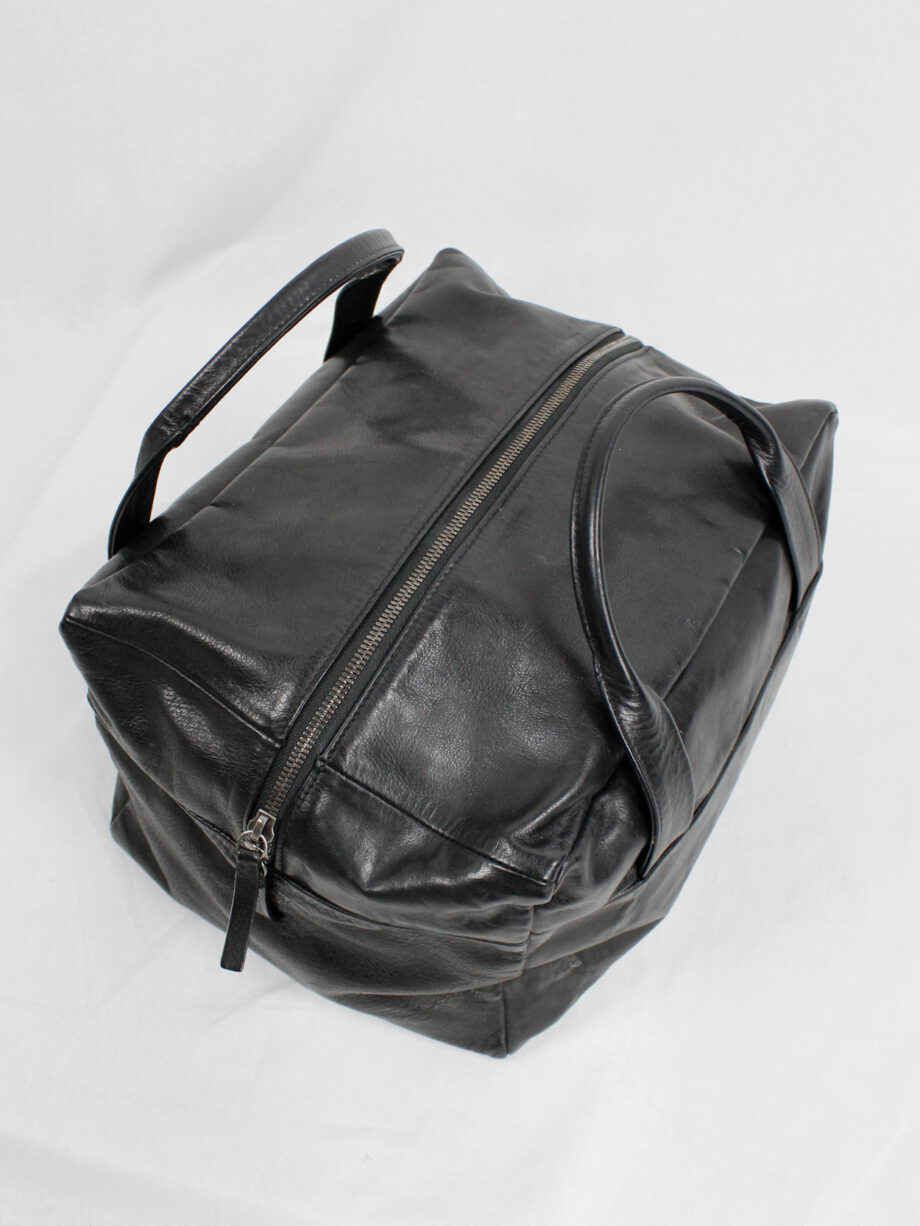 Ann Demeulemeester Blacnche black rectangular leather boston bag (10)