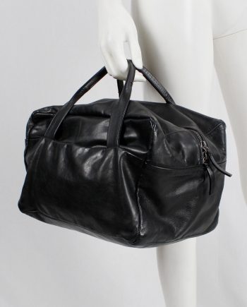 Ann Demeulemeester Blanche black rectangular leather boston bag
