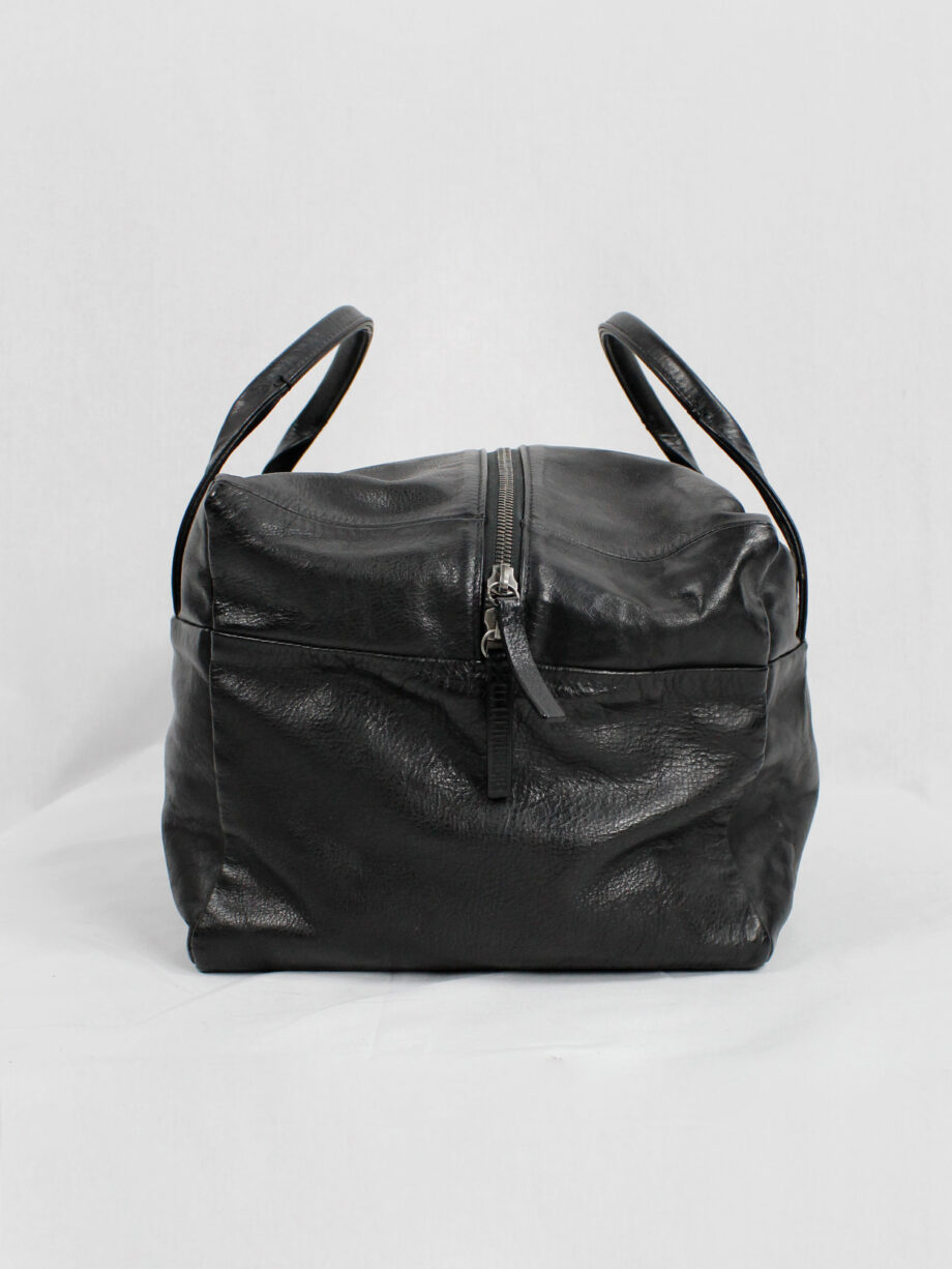 Ann Demeulemeester Blacnche black rectangular leather boston bag (5)