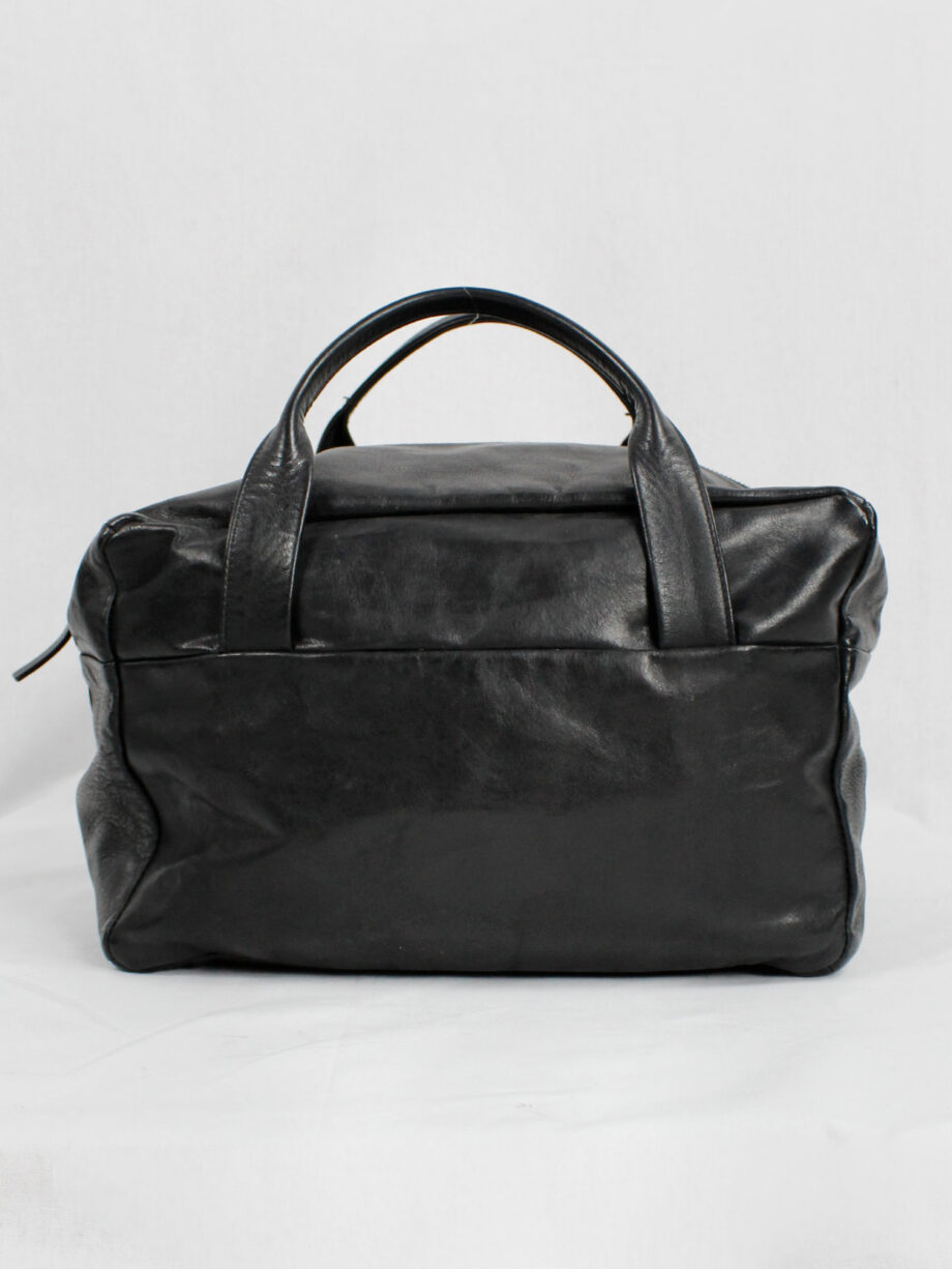 Ann Demeulemeester Blacnche black rectangular leather boston bag (7)