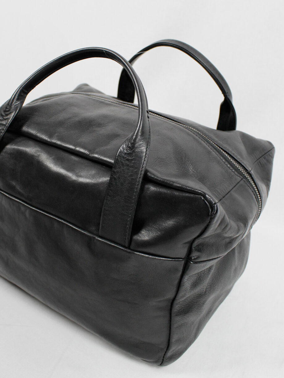 Ann Demeulemeester Blacnche black rectangular leather boston bag (8)