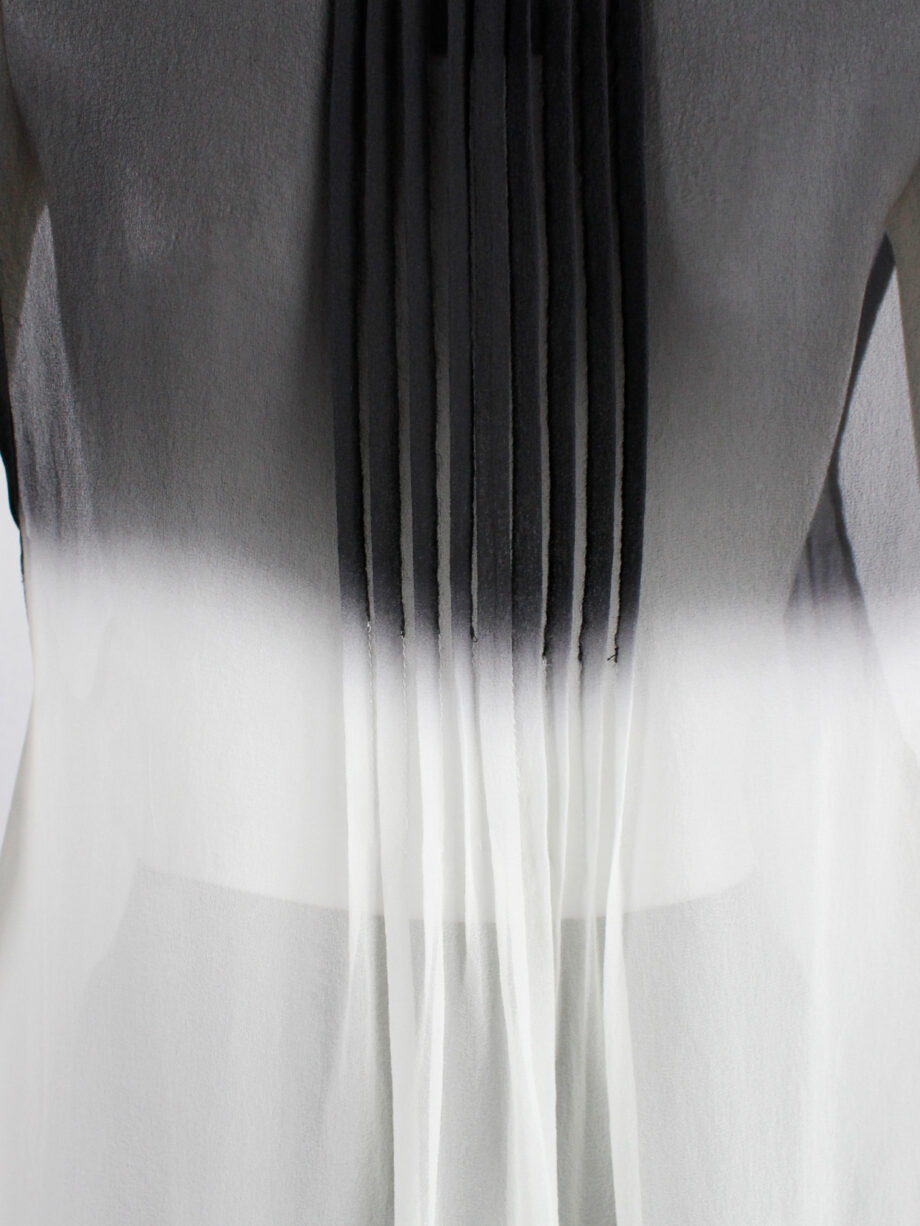Ann Demeulemeester black and white ombre sheer top with pleated lines fall 2013 (4)