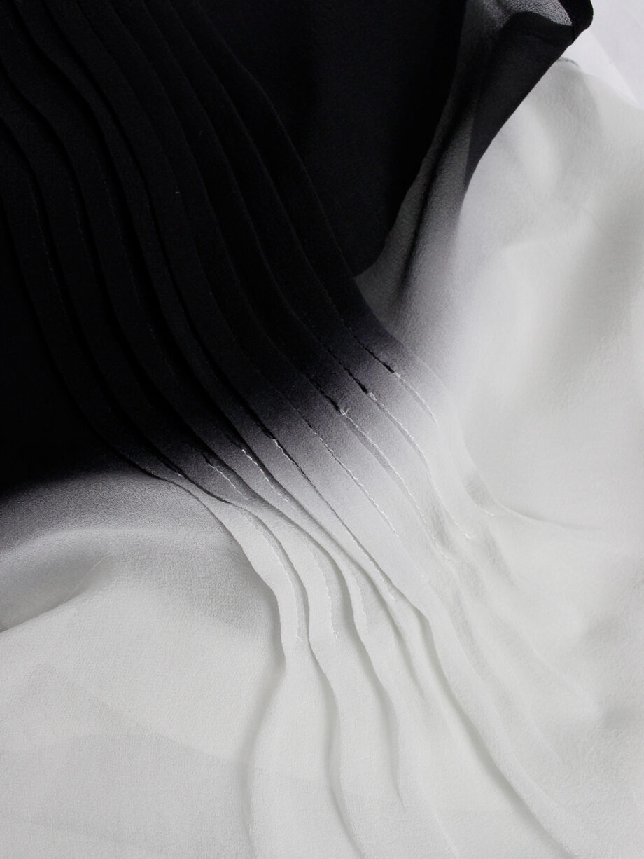 Ann Demeulemeester black and white ombre sheer top with pleated lines fall 2013 (9)
