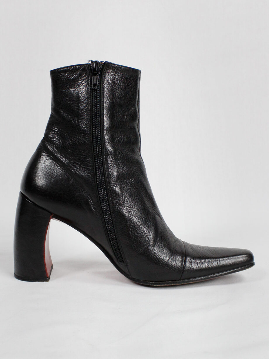 Ann Demeulemeester black ankle boots with banana heel fall 1996 (5)