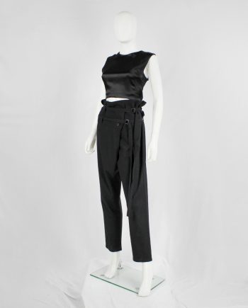Ann Demeulemeester black harem trousers with 2 belt straps and front pleat — fall 2010