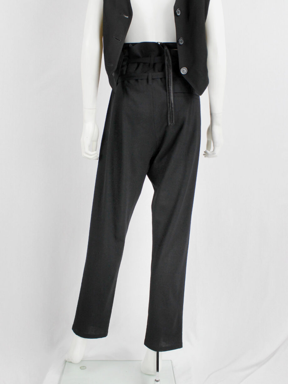 Ann Demeulemeester black harem trousers with 2 belt straps and front pleat fall 2010 (2)