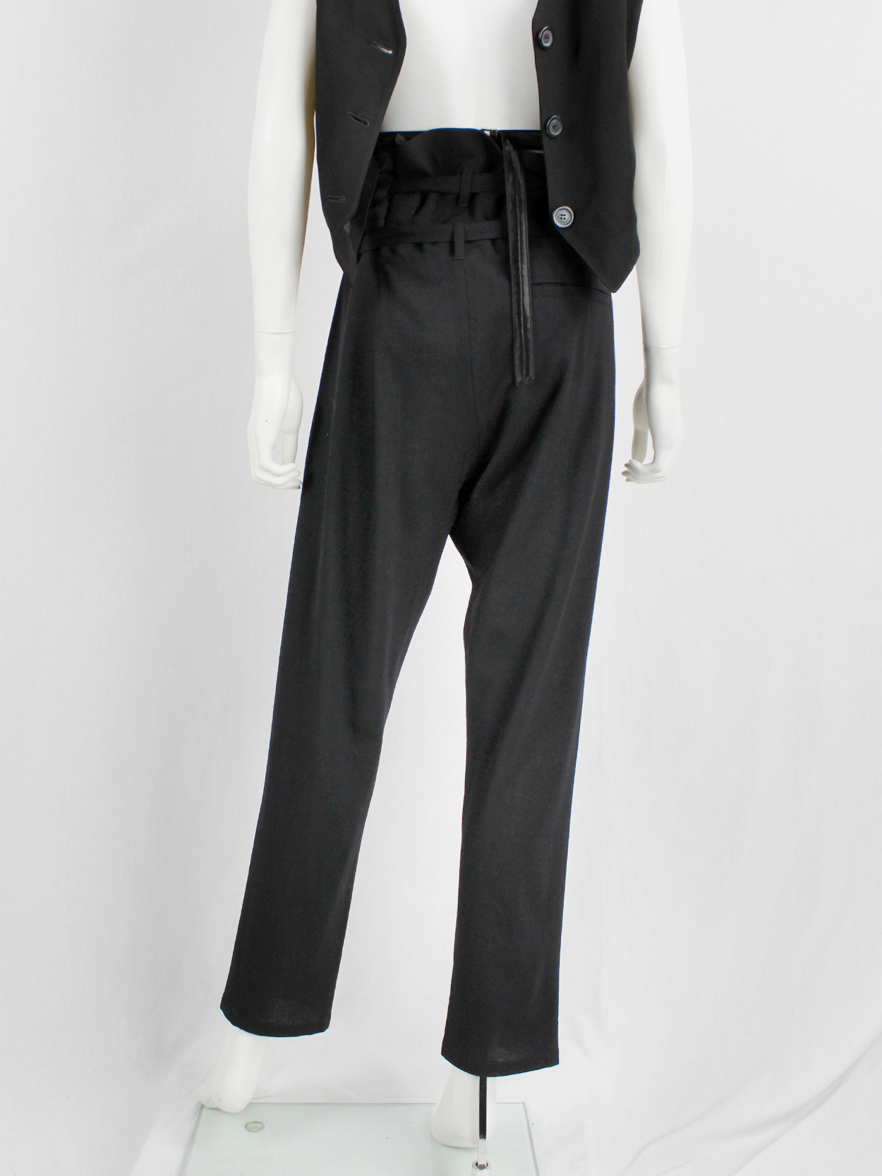 Ann Demeulemeester black harem trousers with 2 belt straps and 