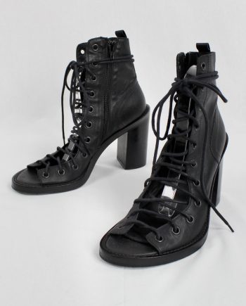 Ann Demeulemeester Blanche black corset lace sandals (40) — resort 2013