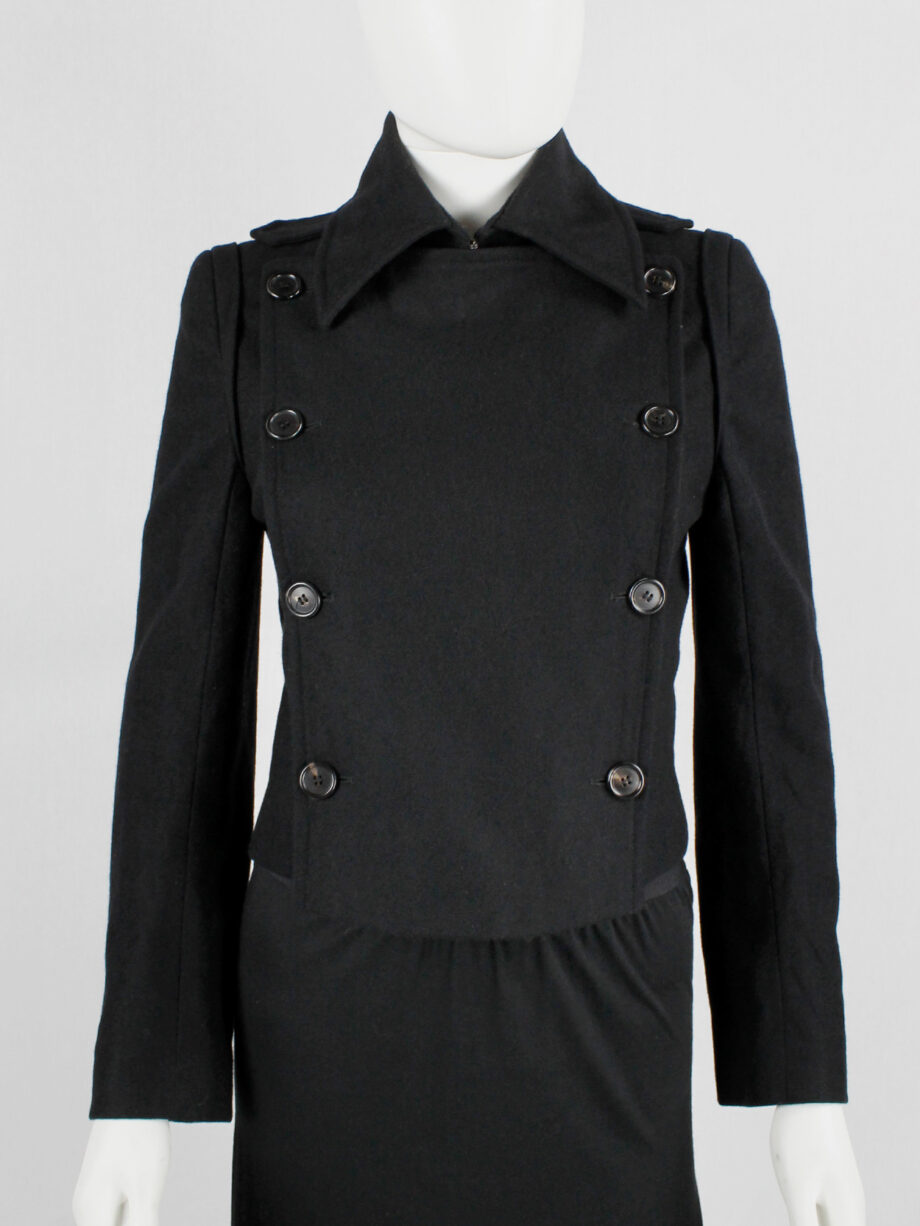 Ann Demeulemeester black jacket with removable front flap with buttons fall 2004 (14)