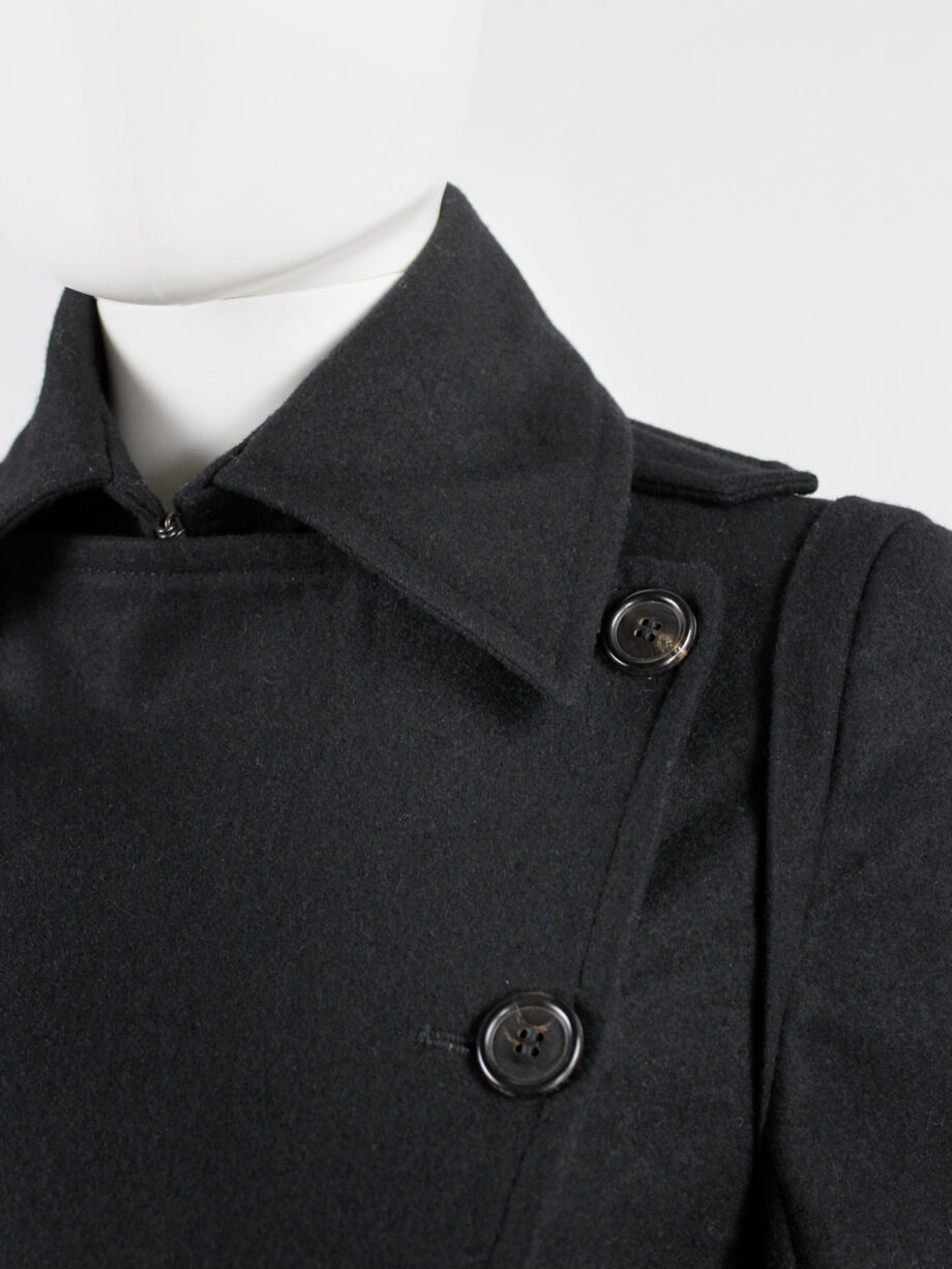 Ann Demeulemeester black jacket with removable front flap with buttons fall 2004 (15)