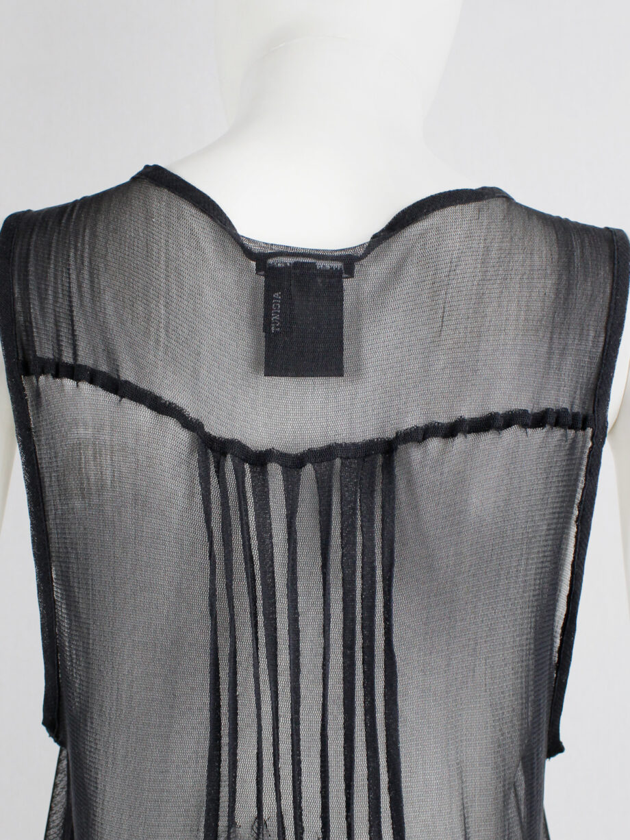 Ann Demeulemeester black long sheer top with pleated lines fall 2013 (13)