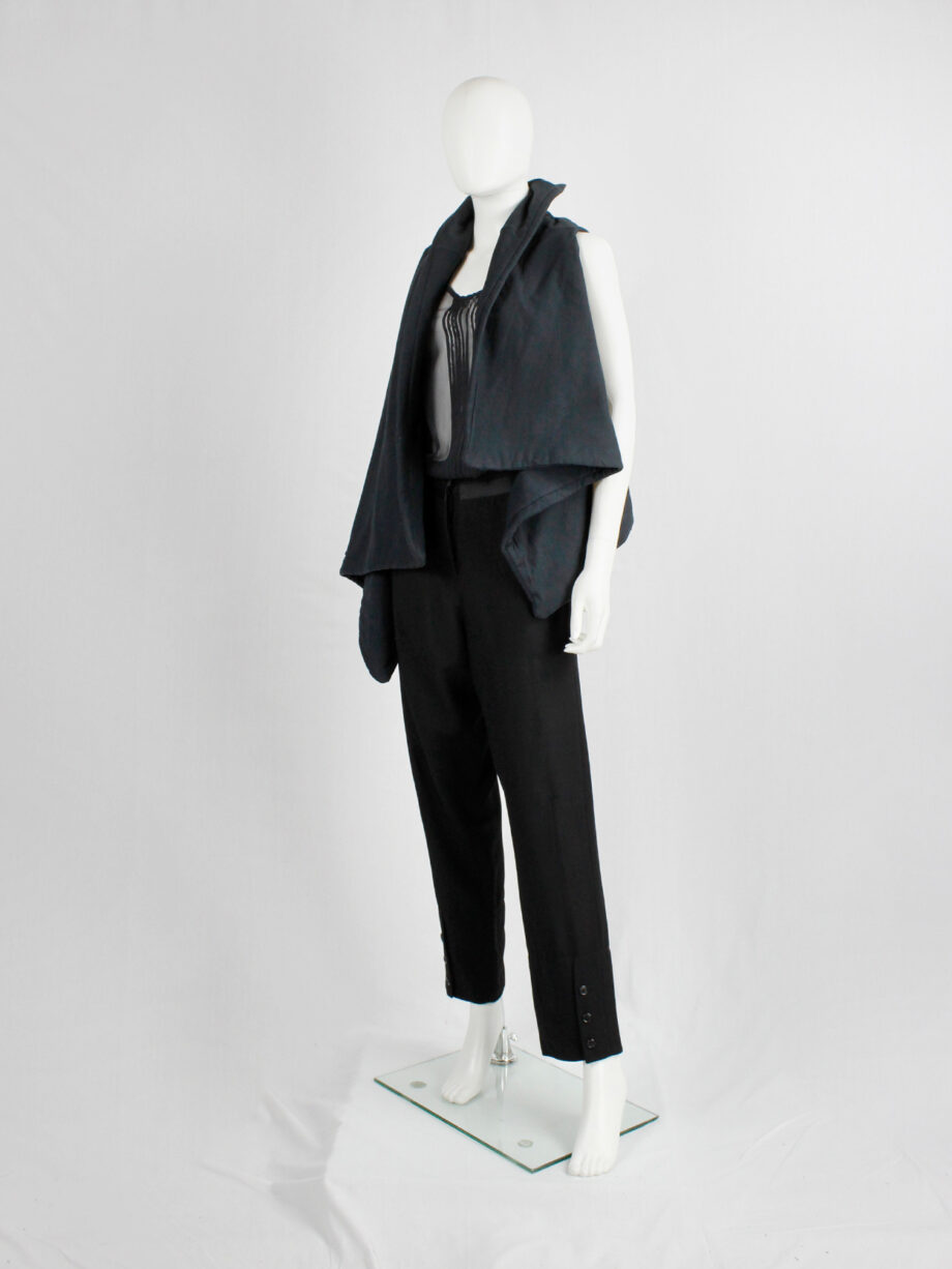 Ann Demeulemeester black padded waistcoat with asymmetric drape (1)