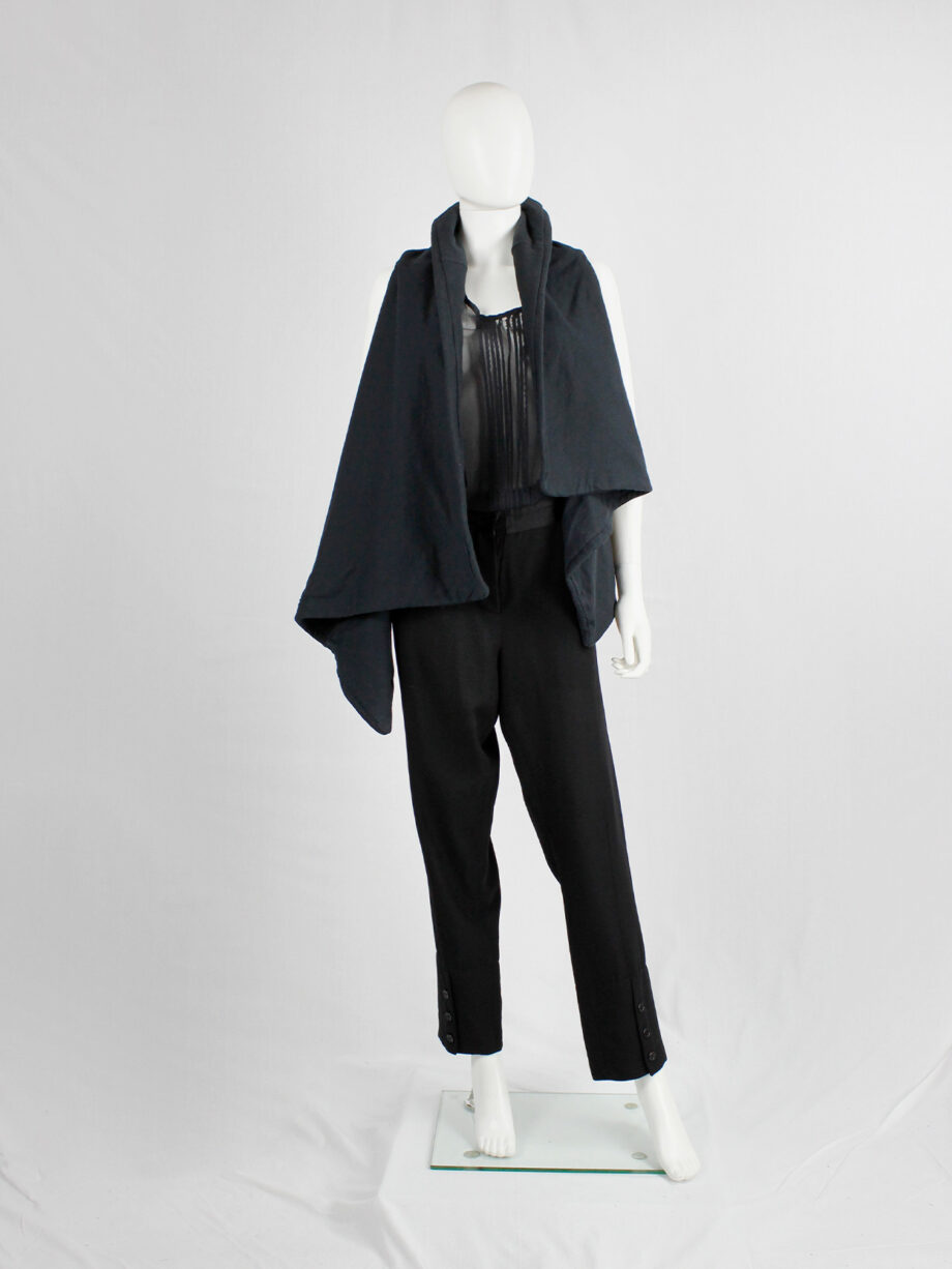Ann Demeulemeester black padded waistcoat with asymmetric drape (7)