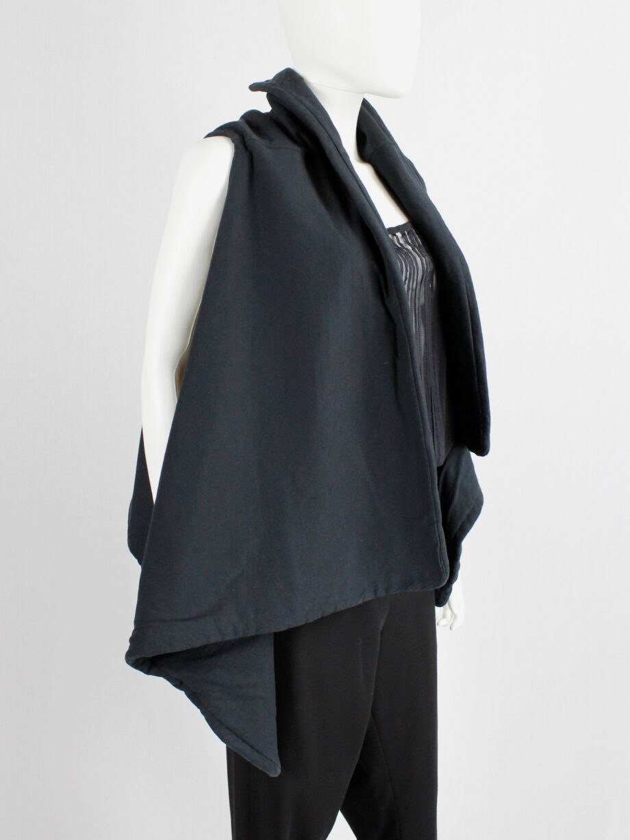 Ann Demeulemeester black padded waistcoat with asymmetric drape (9)