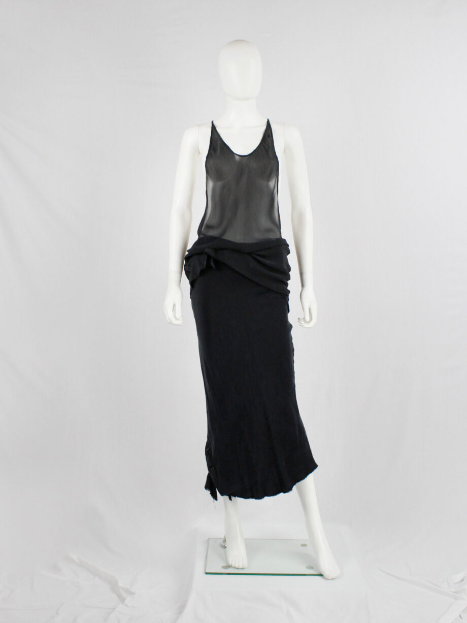 Ann Demeulemeester black sheer top with minimalist back strap spring 2006 (1)
