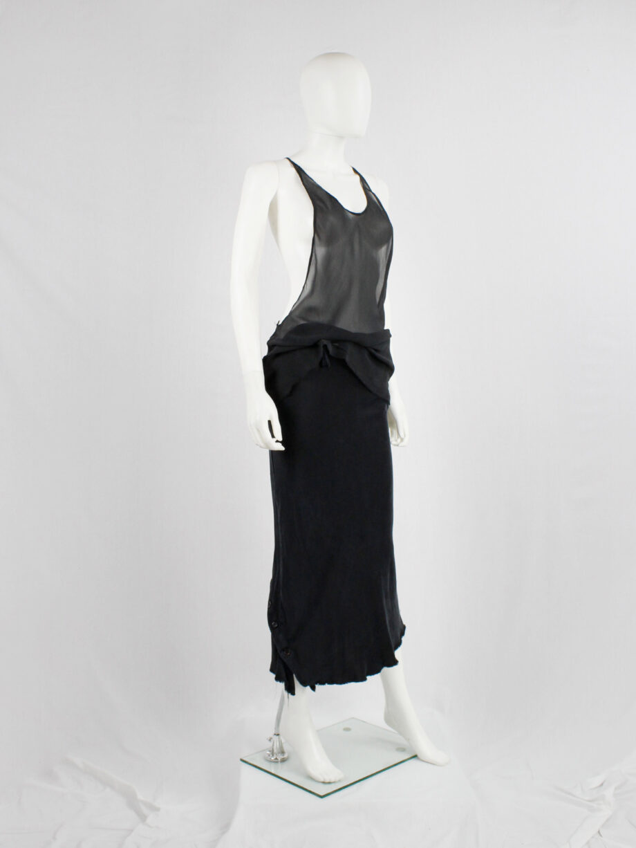 Ann Demeulemeester black sheer top with minimalist back strap spring 2006 (2)