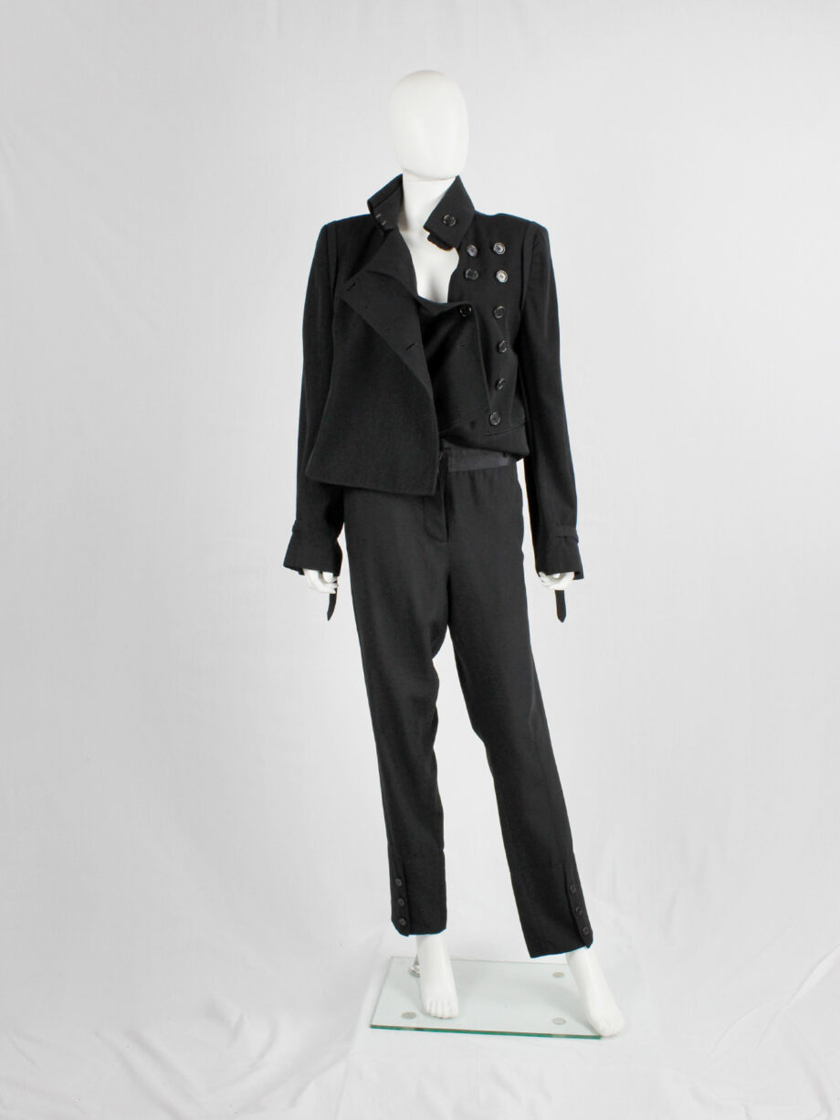 Ann Demeulemeester black trousers with satin waist and buttoned cuffs (12)