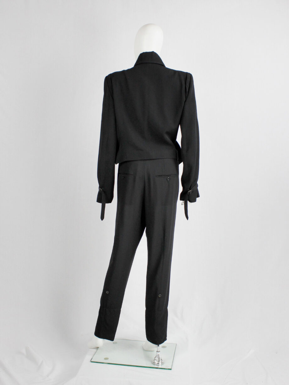 Ann Demeulemeester black trousers with satin waist and buttoned cuffs (13)