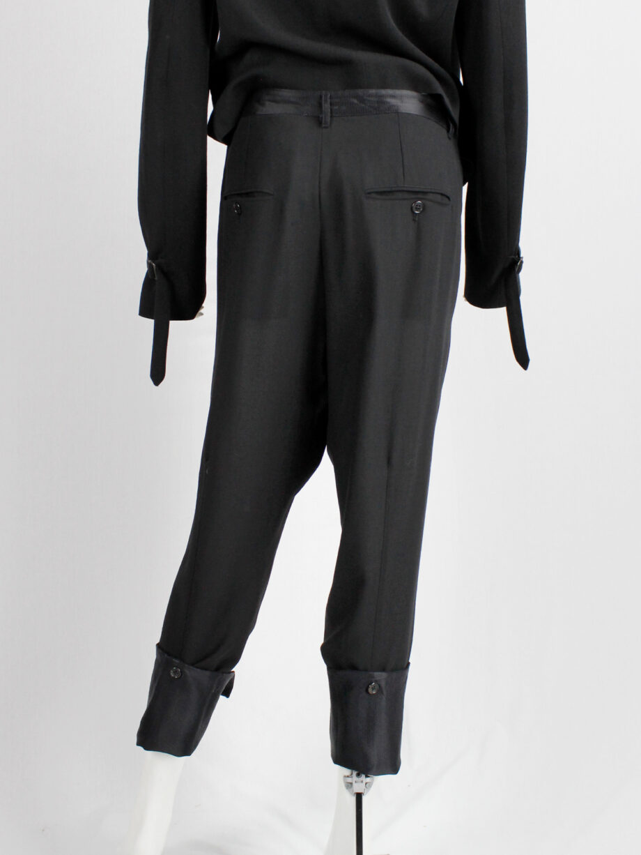 Ann Demeulemeester black trousers with satin waist and buttoned cuffs (19)