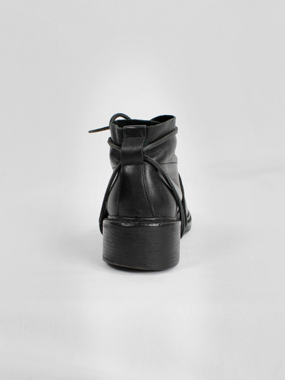 Dirk Bikkembergs black boots with flap and laces through the soles fall 1994 (21)