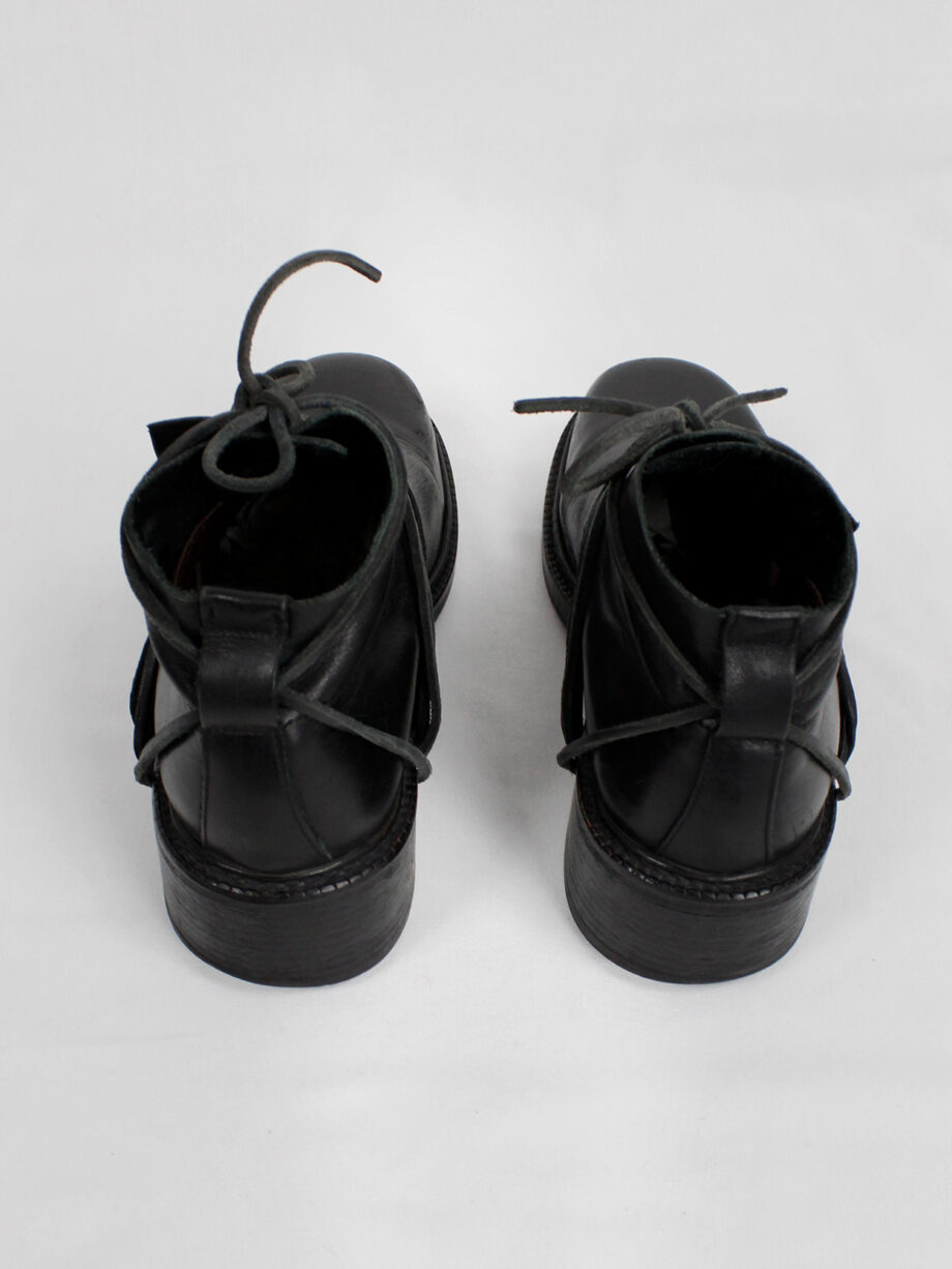 Dirk Bikkembergs black boots with flap and laces through the soles fall 1994 (4)