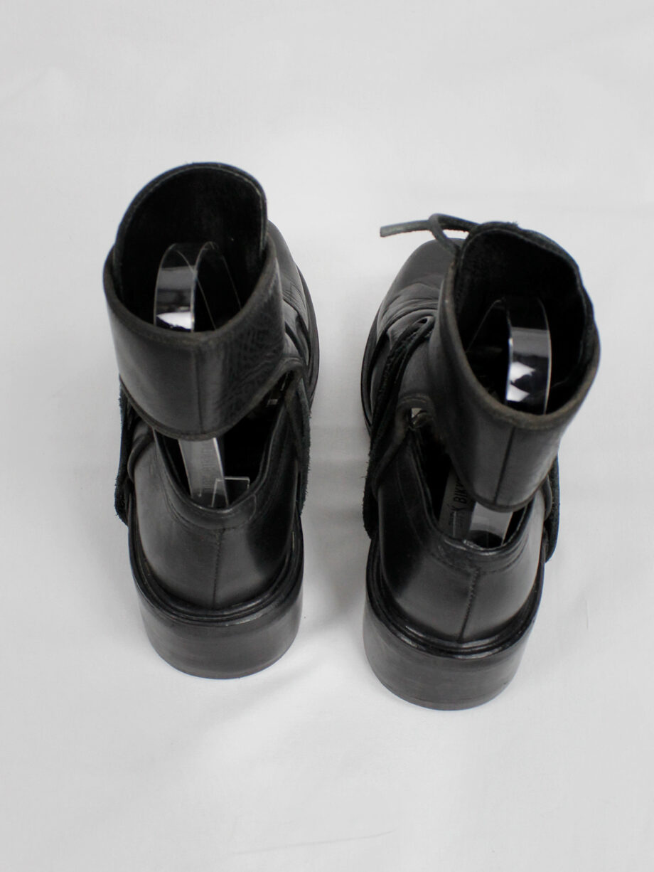 Dirk Bikkembergs black cut out mountaineering boots with laces through the soles 90s 1990s (10)