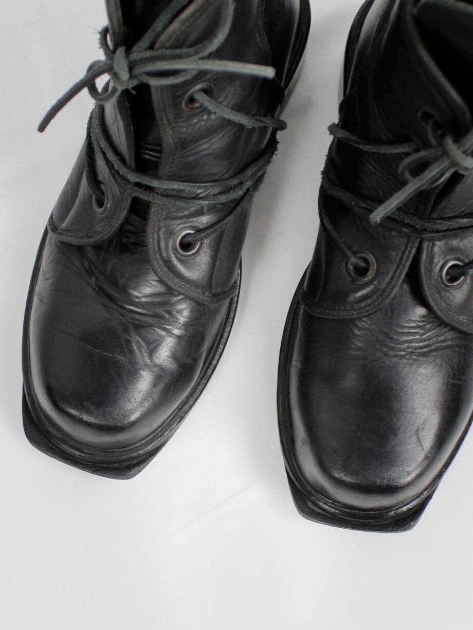 Dirk Bikkembergs black cut out mountaineering boots with laces through the soles 90s 1990s (11)