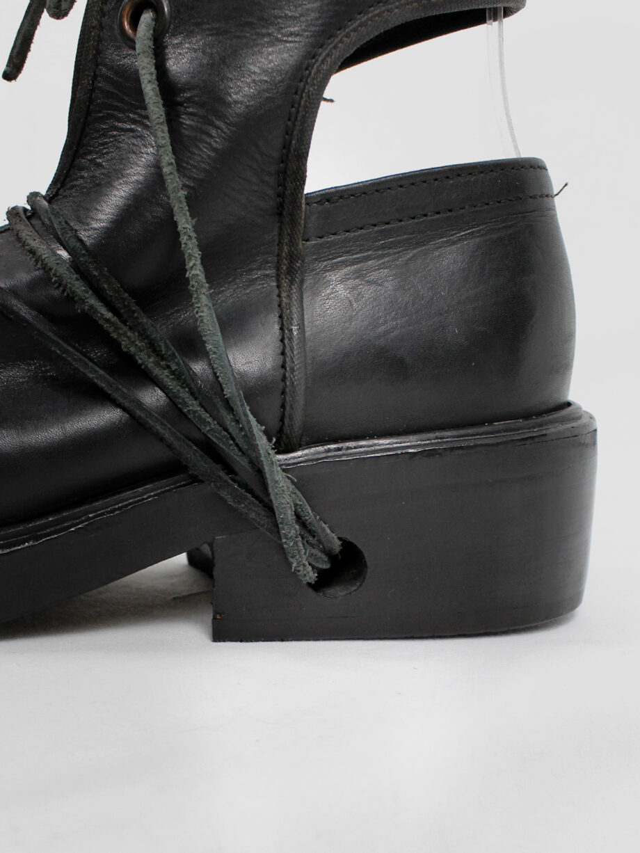 Dirk Bikkembergs black cut out mountaineering boots with laces through the soles 90s 1990s (14)