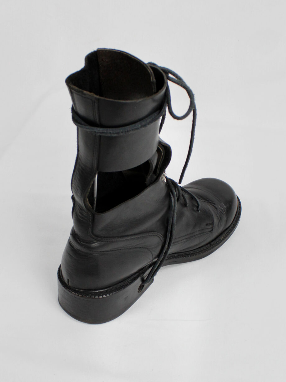 Dirk Bikkembergs black military boots with hooks and laces through the sole 1990s (12)
