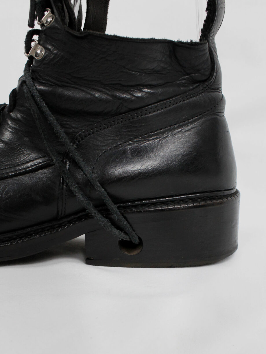 Dirk Bikkembergs black military boots with hooks and laces through the sole 1990s (17)