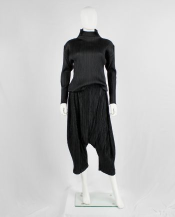 Issey Miyake Pleats Please black sarouel trousers with drop crotch