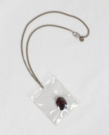 Maison Martin Margiela 6 necklace with burgundy gemstone in plastic bag — spring 2007