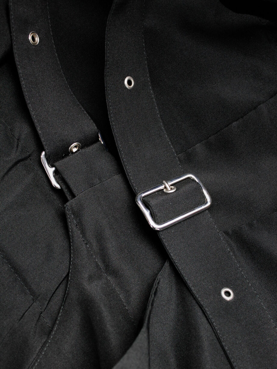 Noir Kei Ninomiya black salopette dress with belt straps and scrunched hem spring 2019 (3)
