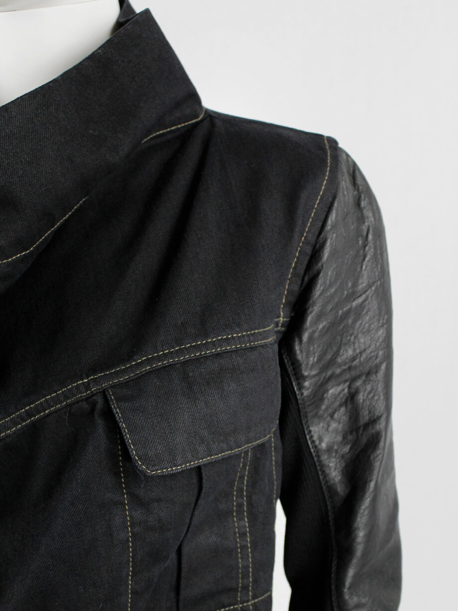 Rick Owens DRKSHDW denim exploder jacket with leather sleeves (14)