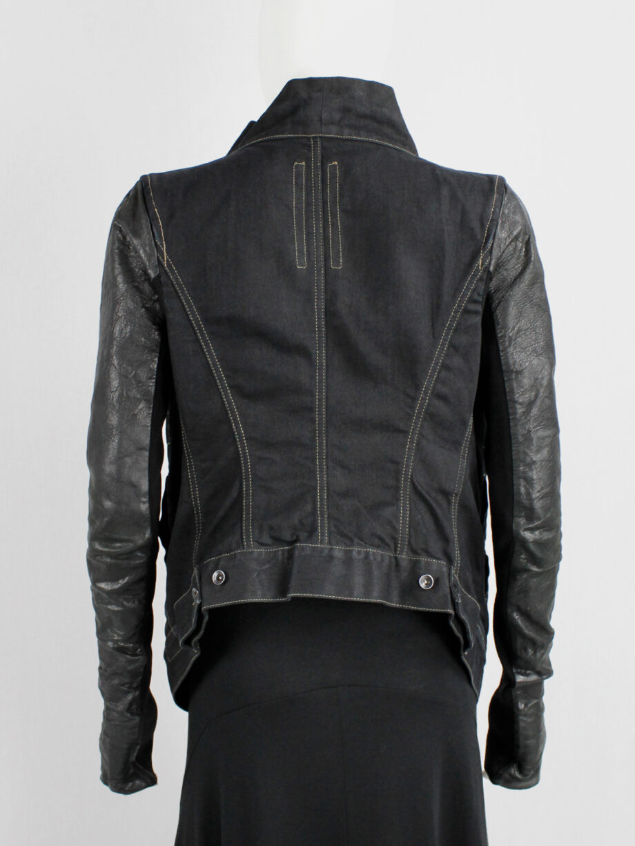 Rick Owens DRKSHDW denim exploder jacket with leather sleeves (20)