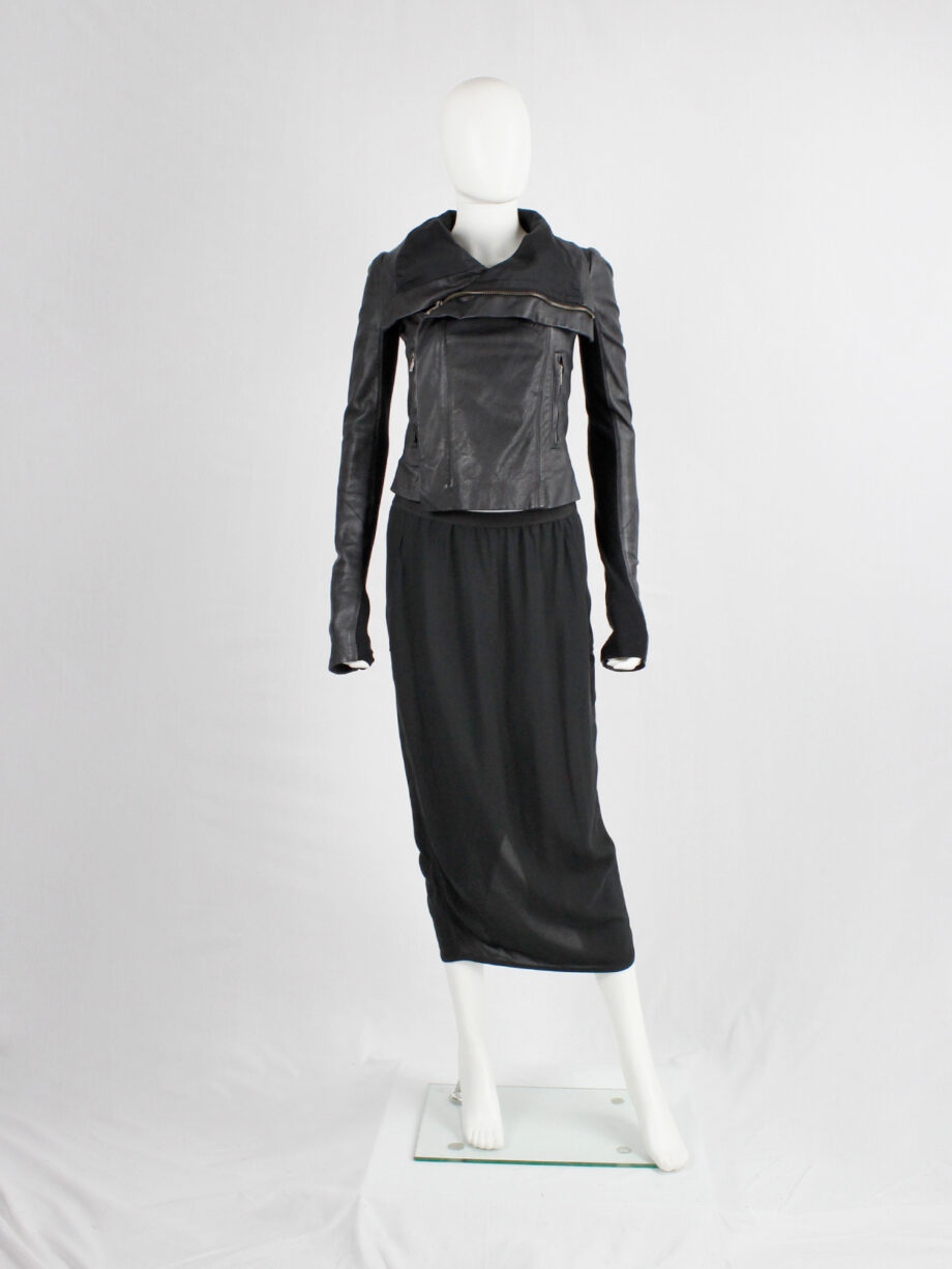 Rick Owens GLITTER black midi-length pillar skirt with back slit spring 2016 (10)