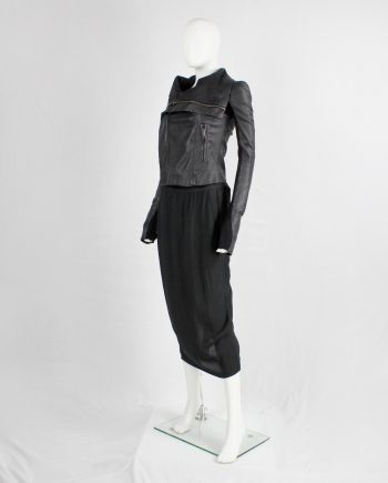 Rick Owens GLITTER black midi-length pillar skirt with back slit — spring 2016