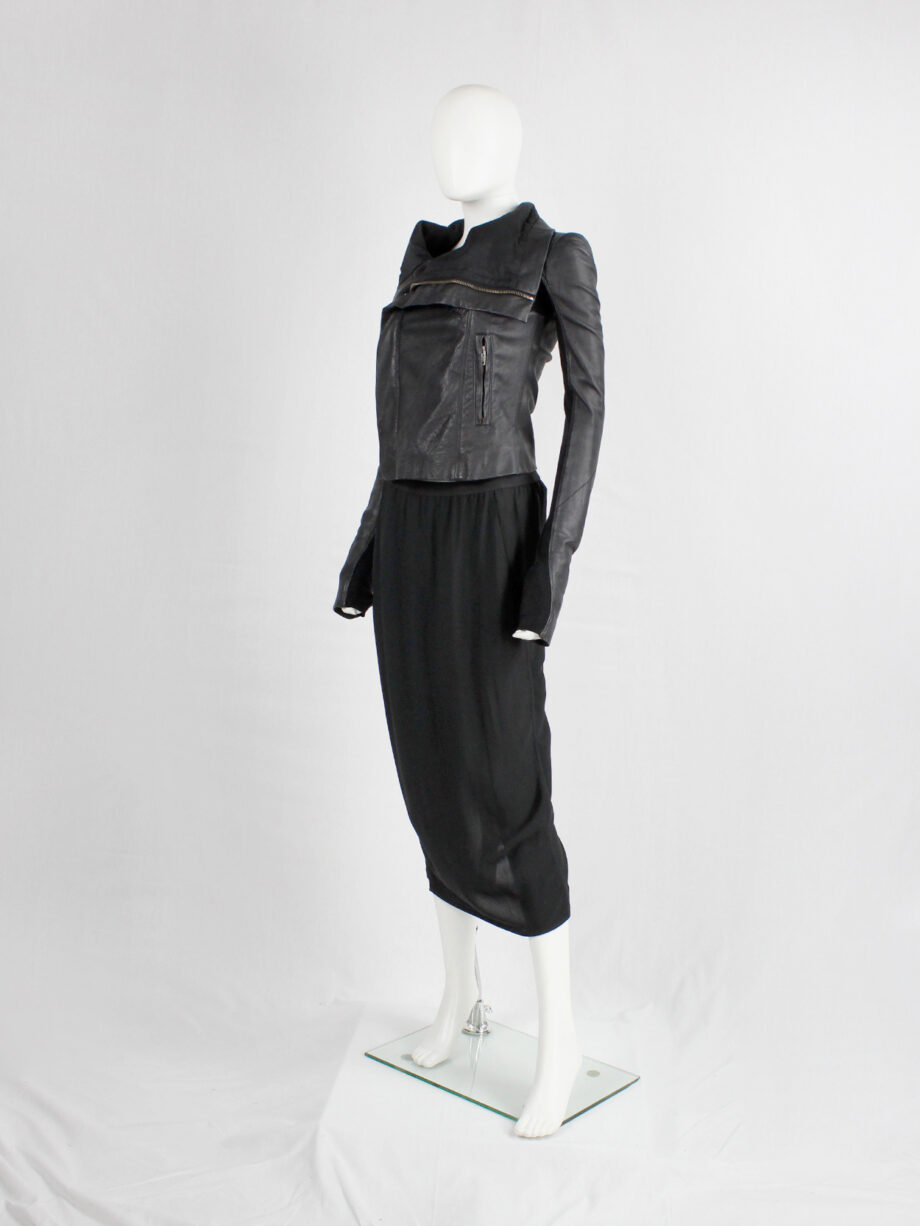 Rick Owens GLITTER black midi-length pillar skirt with back slit spring 2016 (11)